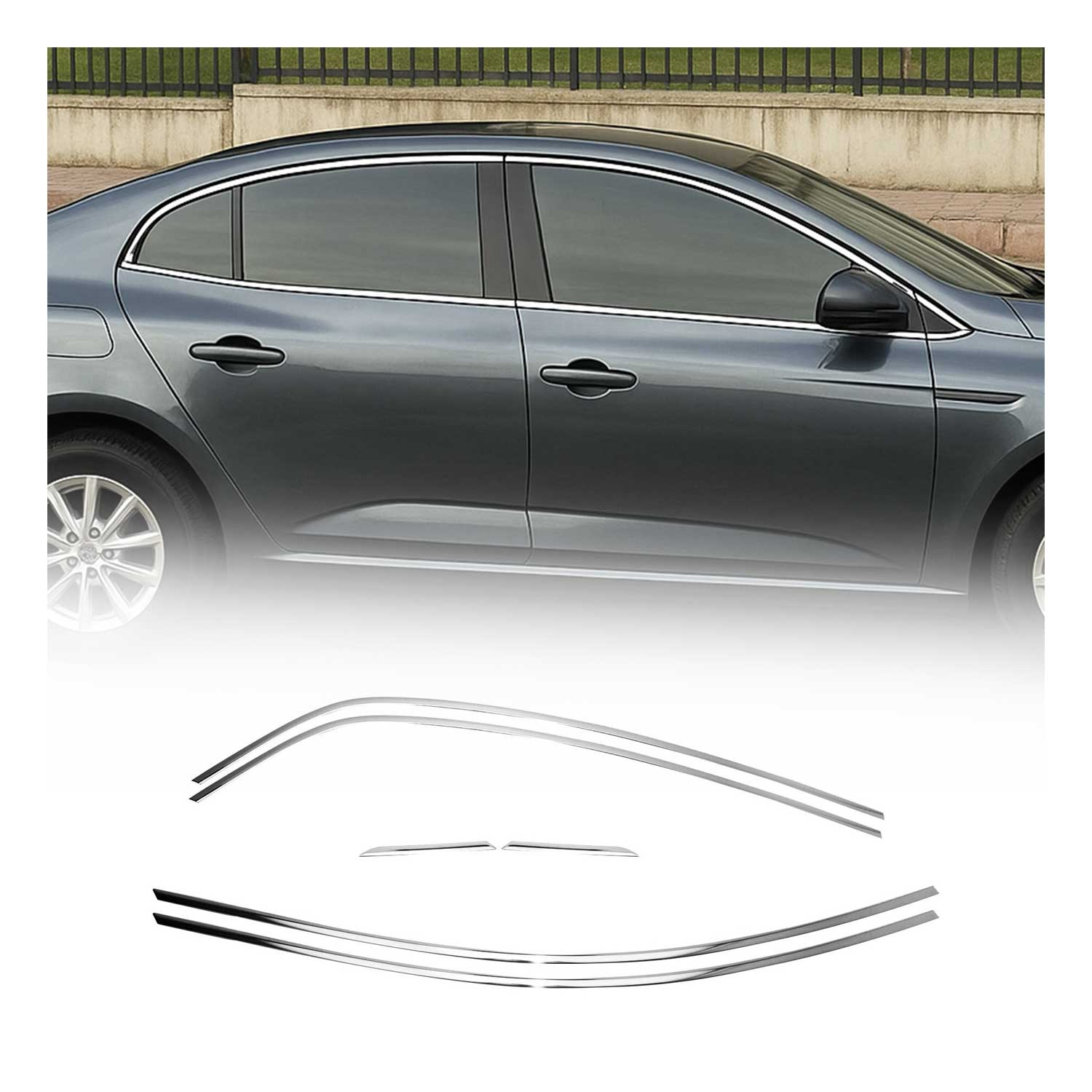 Fensterleisten Zierleisten für Renault Megane Limo 2016-2022 Edelstahl Chrom 6x