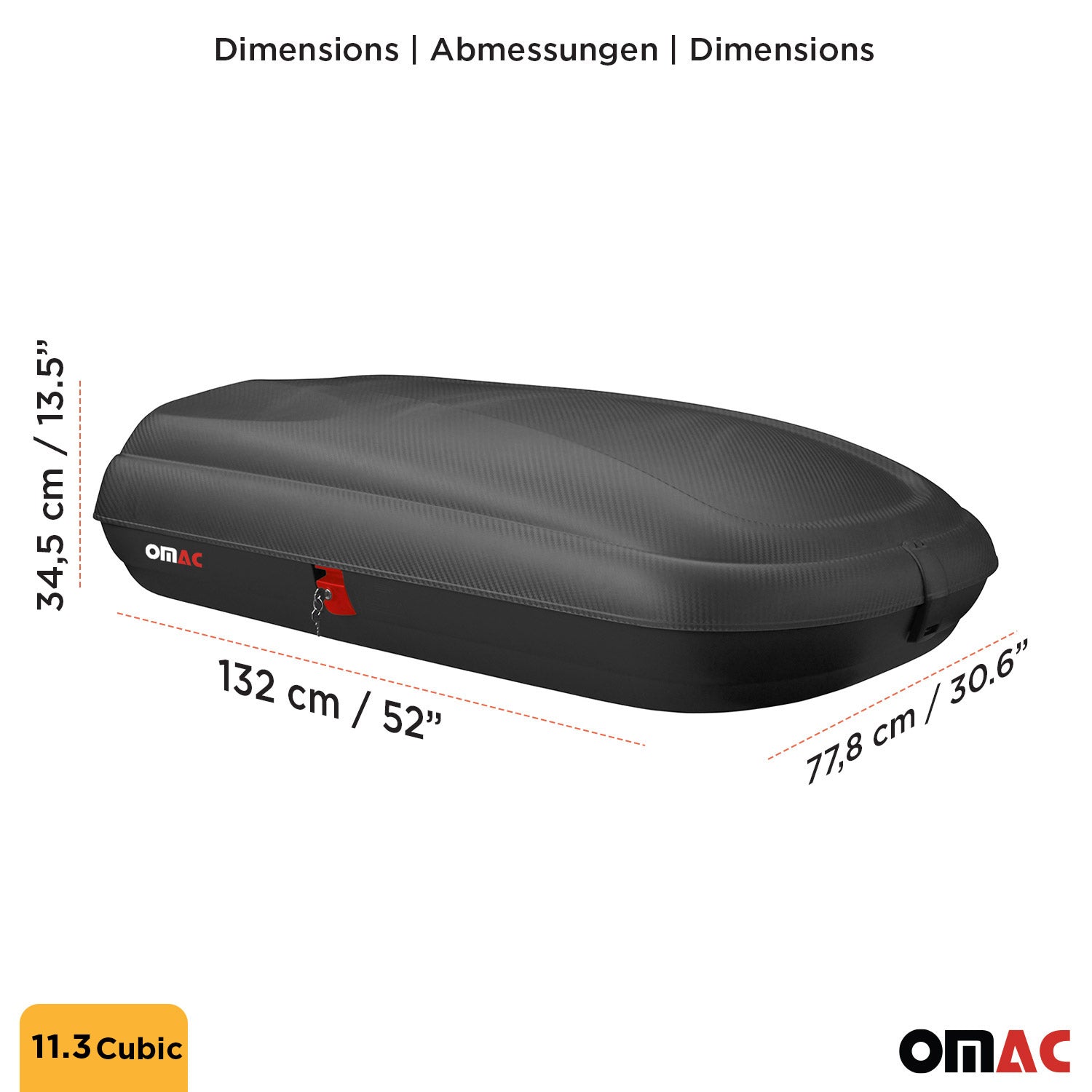OMAC Dachbox Dachkoffer Gepäckbox 320 Liter Carbonlook Abschließbar Autobox