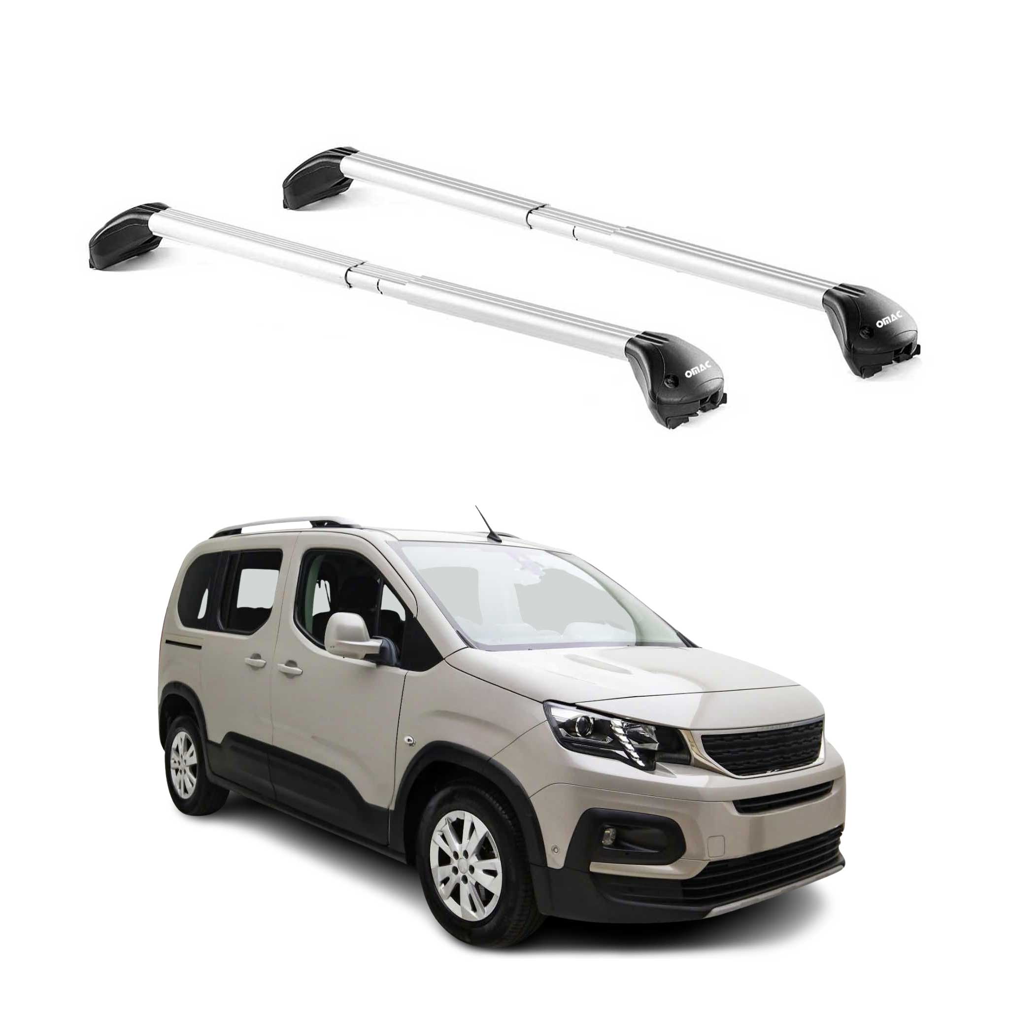 Dachträger für Peugeot Partner / Rifter 2008-2025 3-5 tür 100kg Alu ABE Silber