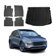Fußmatten & Kofferraumwanne Set für Ford Kuga mk3 2019-2026 Gummi TPE Schwarz 5x