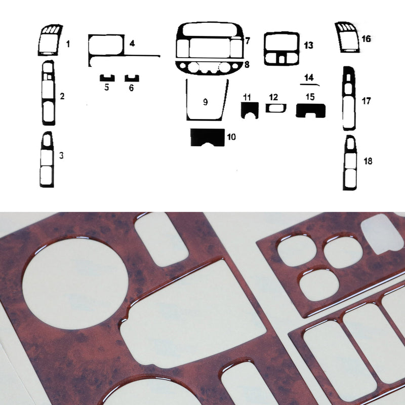 Innenraum Dekor Cockpit für Toyota Camry 2001-2006 Wurzelholz Optik 18tlg