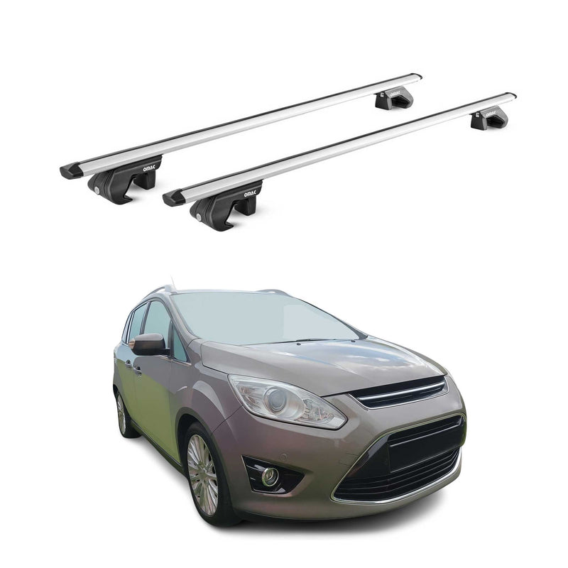 Dachträger Grundtäger für Ford C-Max 2010-2019 5 tür 90kg Alu Silber 2 tlg ABE