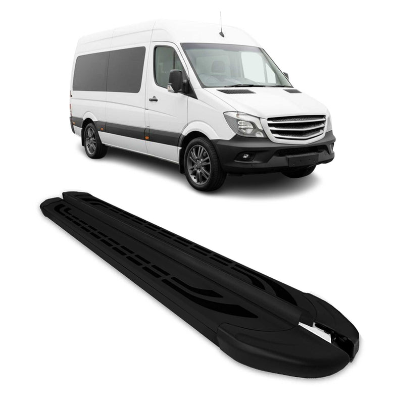 Trittbretter Seitenschweller für Mercedes Sprinter 2006-2018 L2 Alu Schwarz