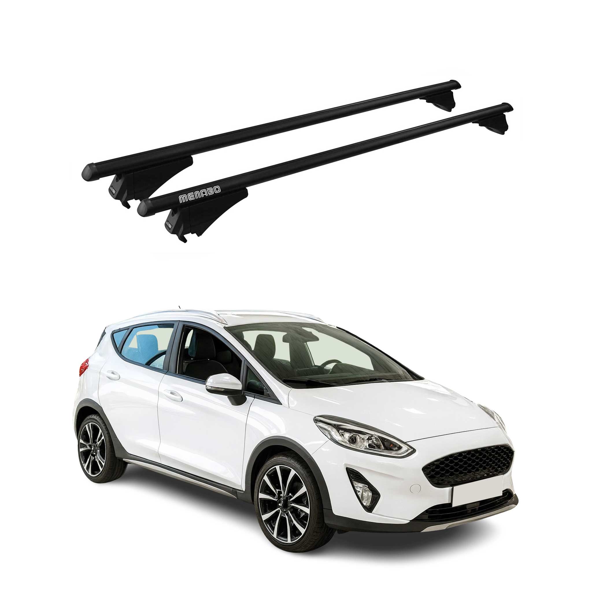 Menabo Grundträger Dachträger für Ford Fiesta Active 2018-2023 ABE Alu Schwarz