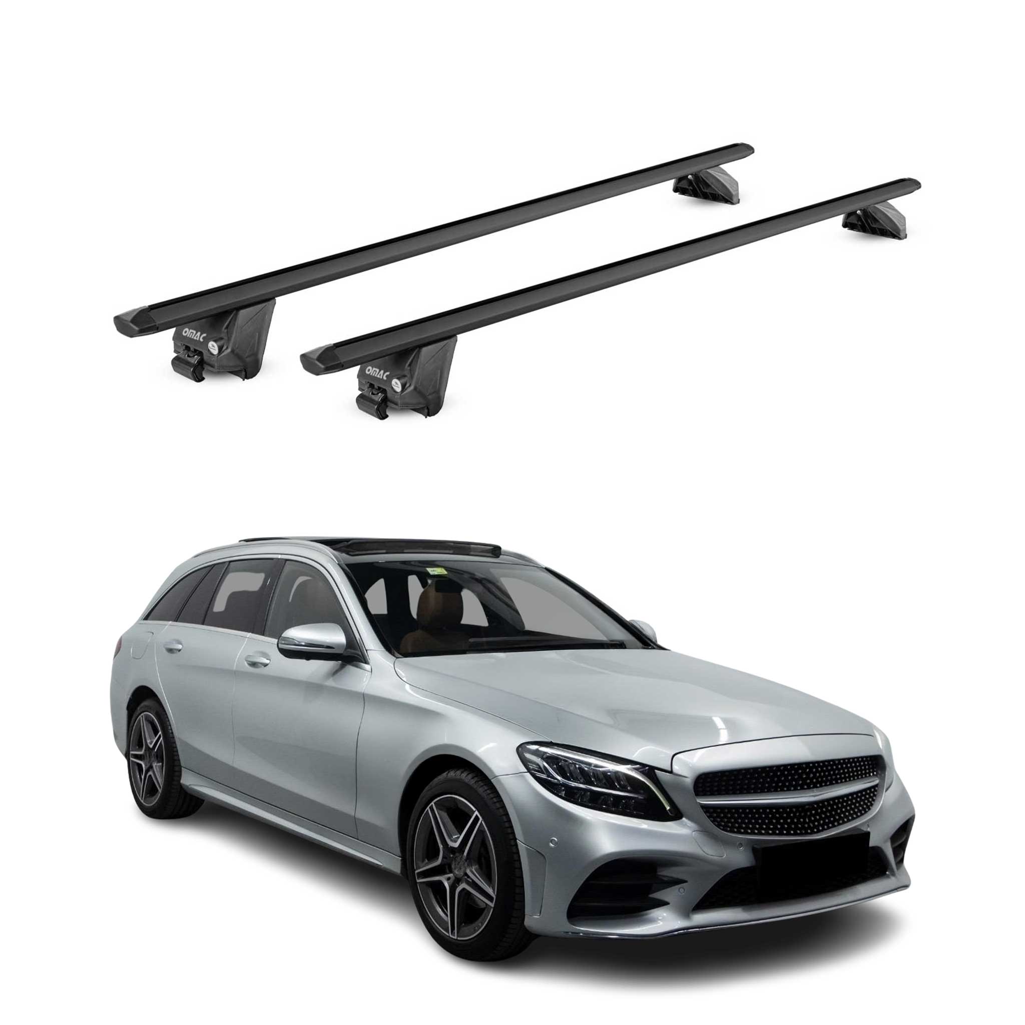 Dachträger für Mercedes C Klasse S205 Kombi 2015-2021 100kg Alu Schwarz 2x ABE