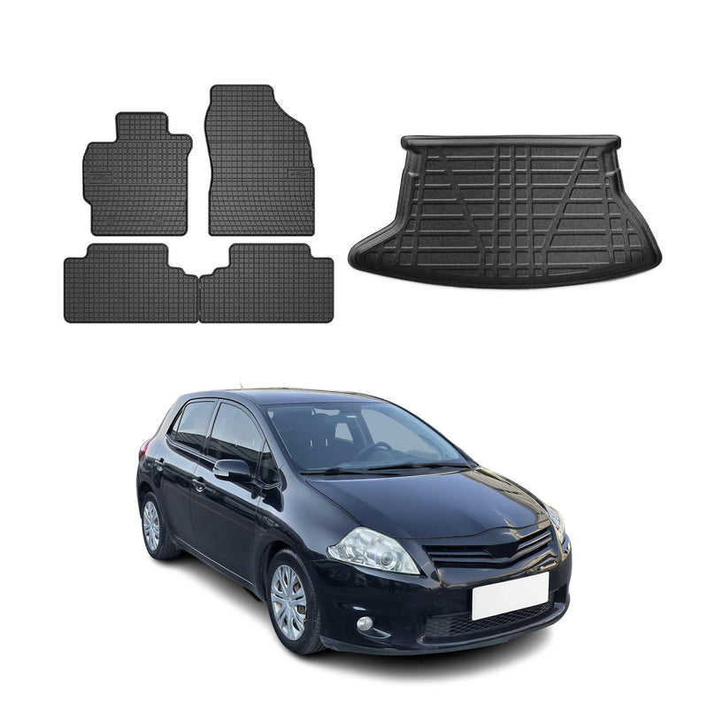 Fußmatten & Kofferraumwanne Set für Toyota Auris Schrägheck 2007-2012 Gummi 5x