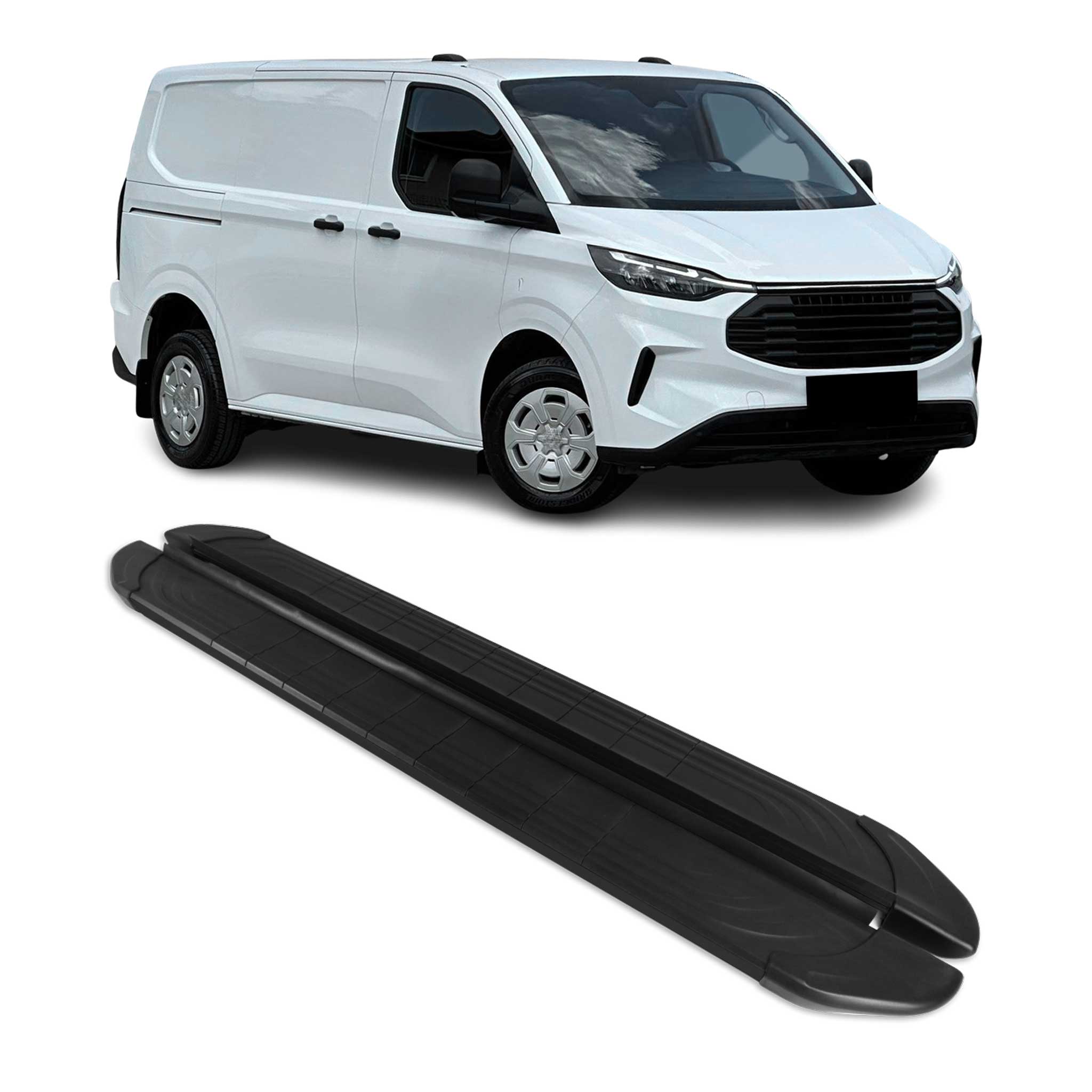 Seitenschweller Trittbretter für Ford Transit Custom 2023-2026 L1 Schwarz 2 tlg