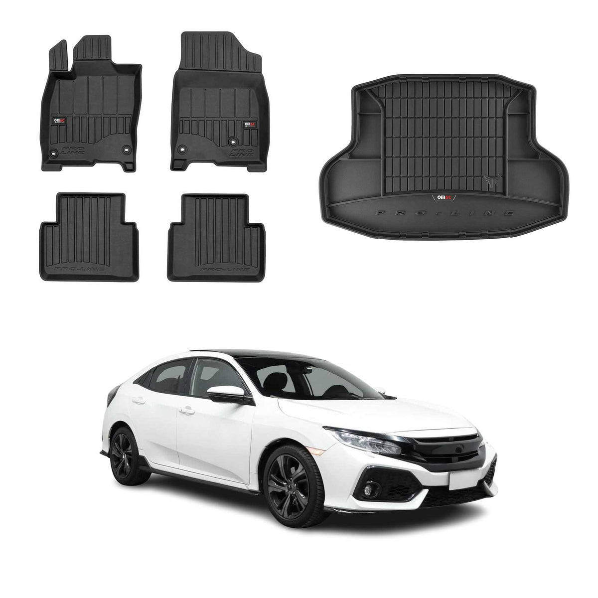 OMAC Fußmatten & Kofferraumwanne Set für Honda Civic X Stufenheck 2017-2021