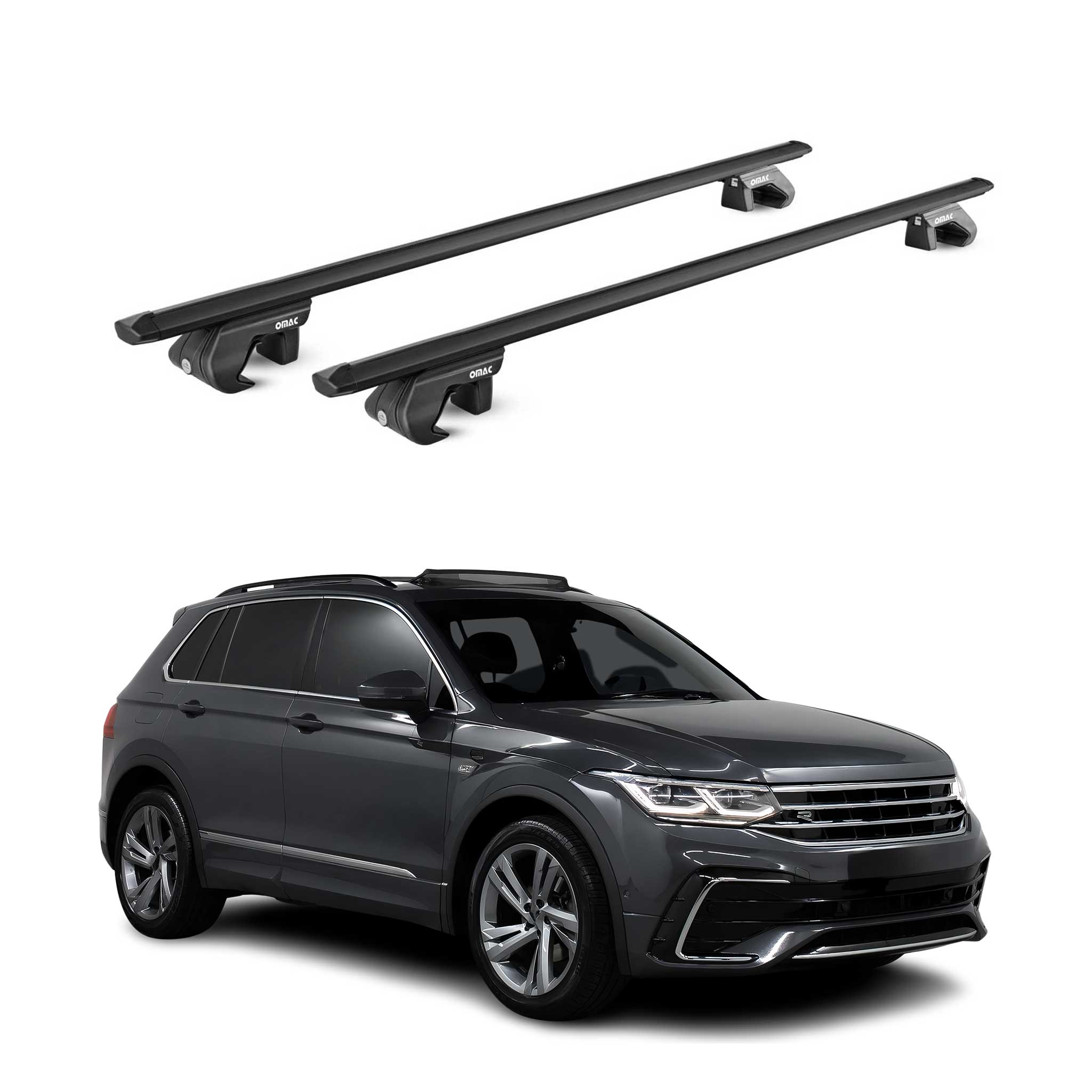 Dachträger für VW Tiguan 5N AD1 Allspace 2016-2024 90kg Alu Schwarz 2x ABE