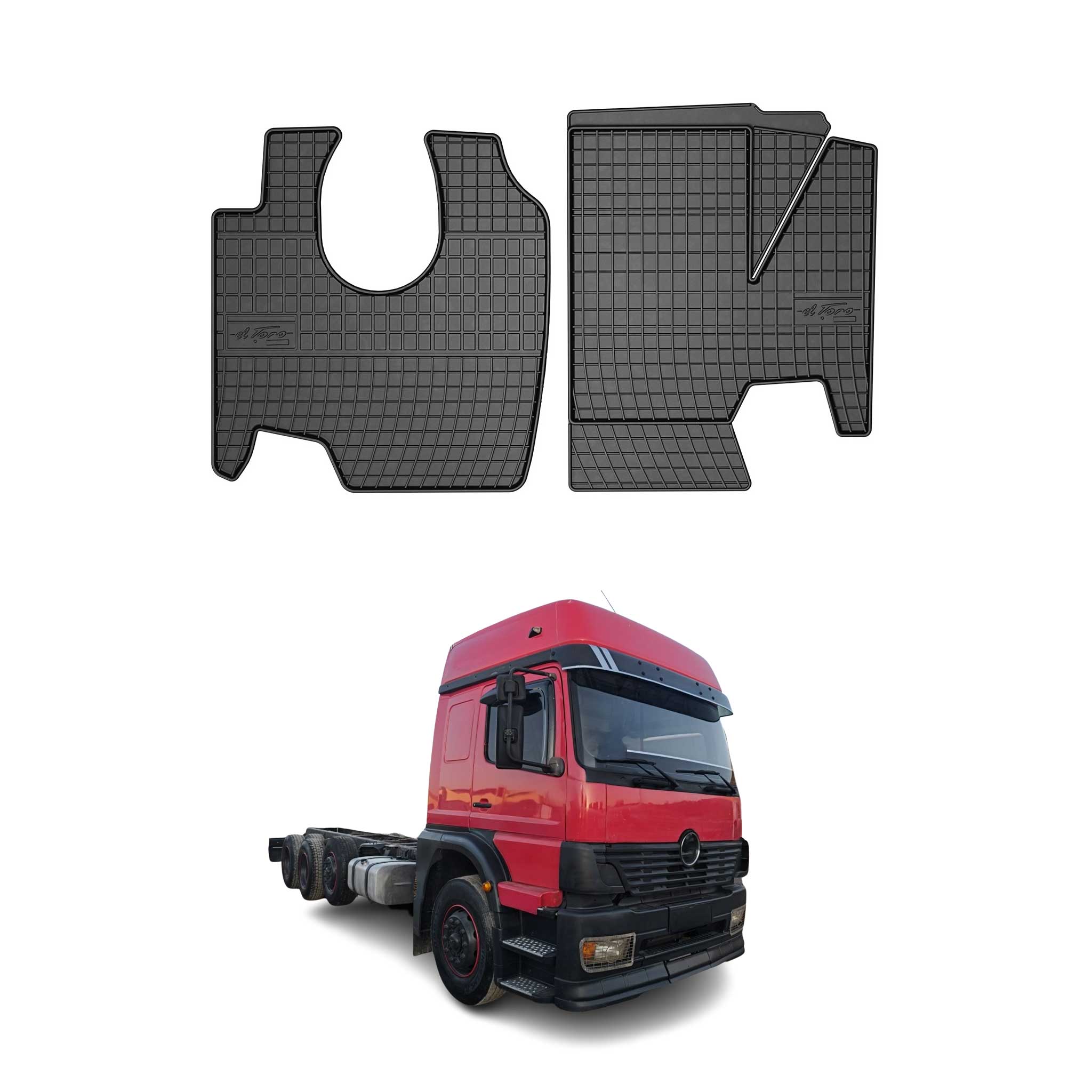 OMAC Gummi Fußmatten für Mercedes Axor 1999-2004 Automatten Gummi Schwarz 2tlg