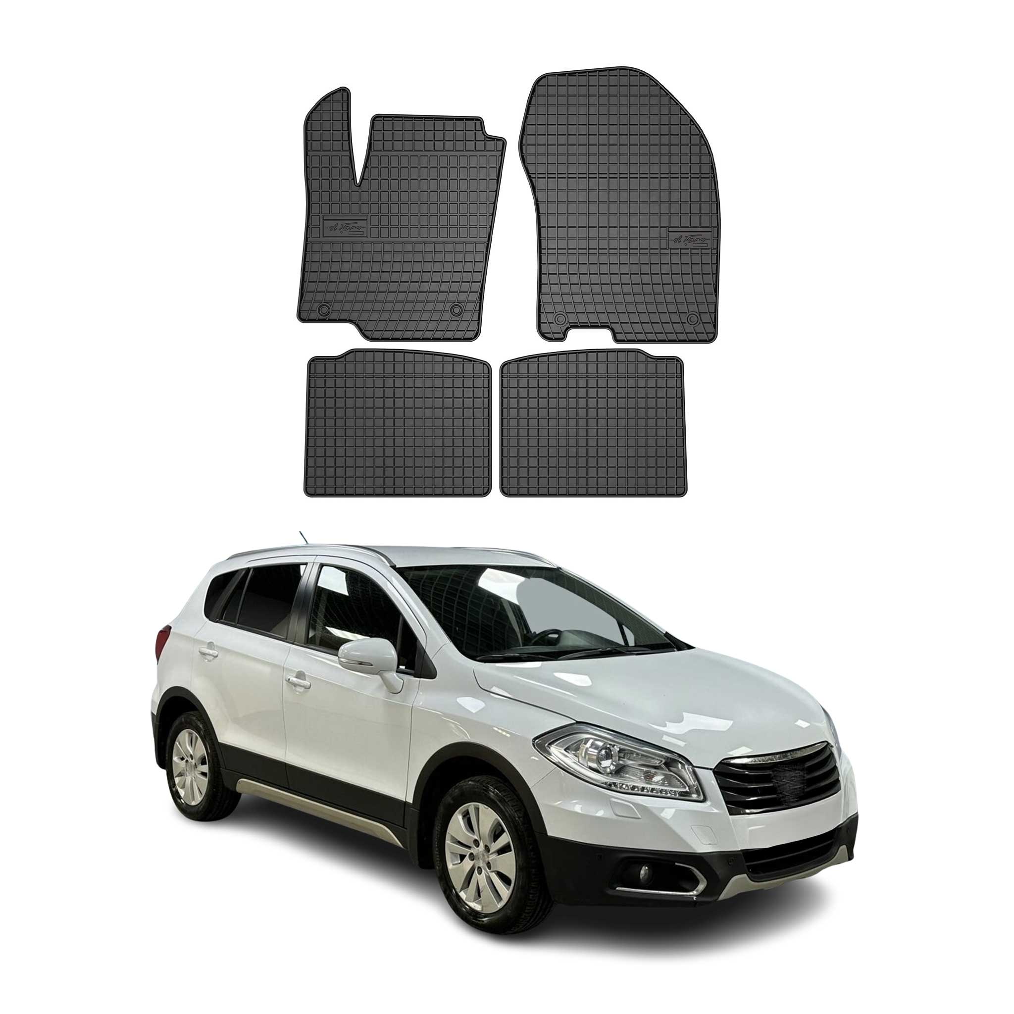 OMAC Gummi Fußmatten für Suzuki SX4 S-Cross 2013-2018 Automatten Schwarz 4x