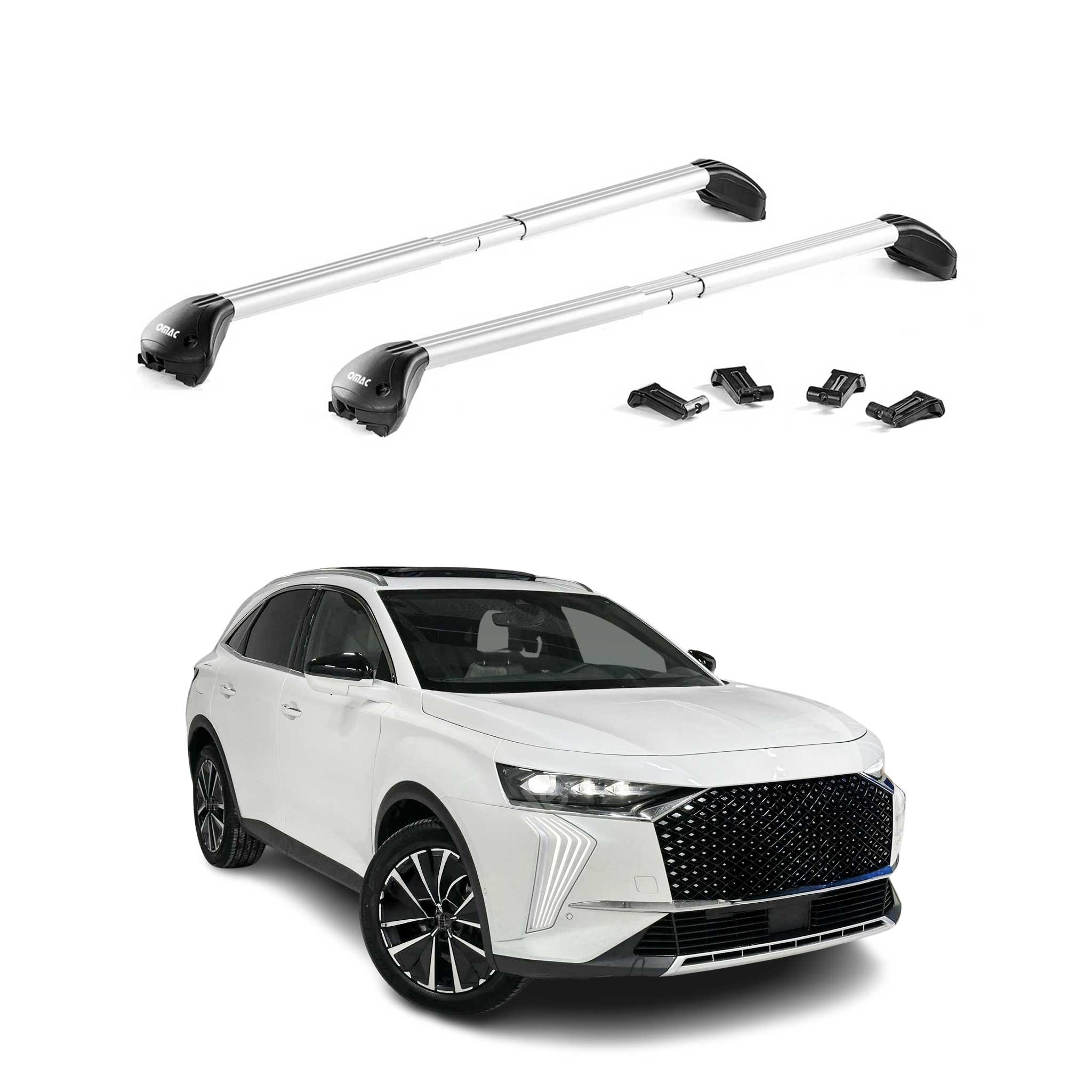 Dachträger Grundtäger für DS7 Crossback / DS 7 2017-2026 100kg Alu Silber 2 tlg