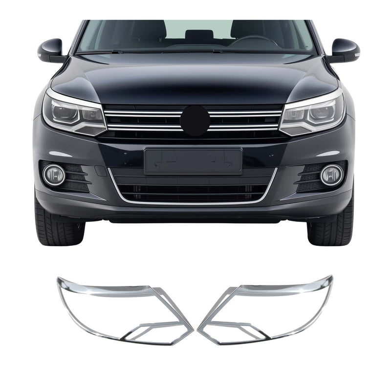 Scheinwerfer Leisten Scheinwerferblende für VW Tiguan 2011-2016 Chrom ABS 2tlg