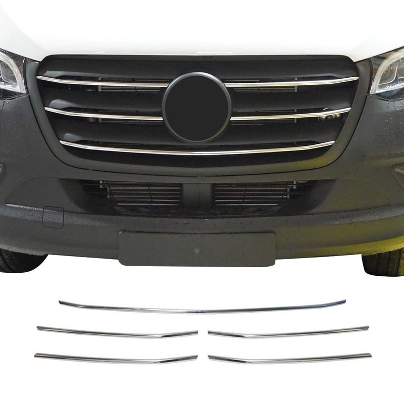 Kühlergrill Leiste Grillleisten für Mercedes Sprinter 907 910 2018-2025 Chrom 5x