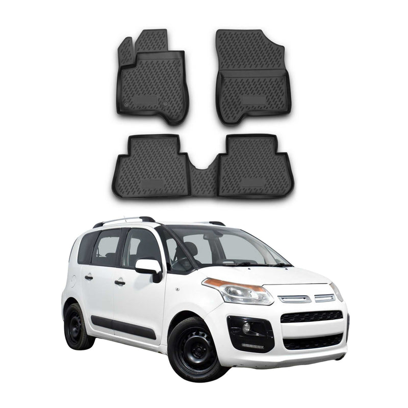 OMAC Gummimatten Fußmatten für Citroen C3 Picasso 2009-2016 TPE Schwarz 4tlg