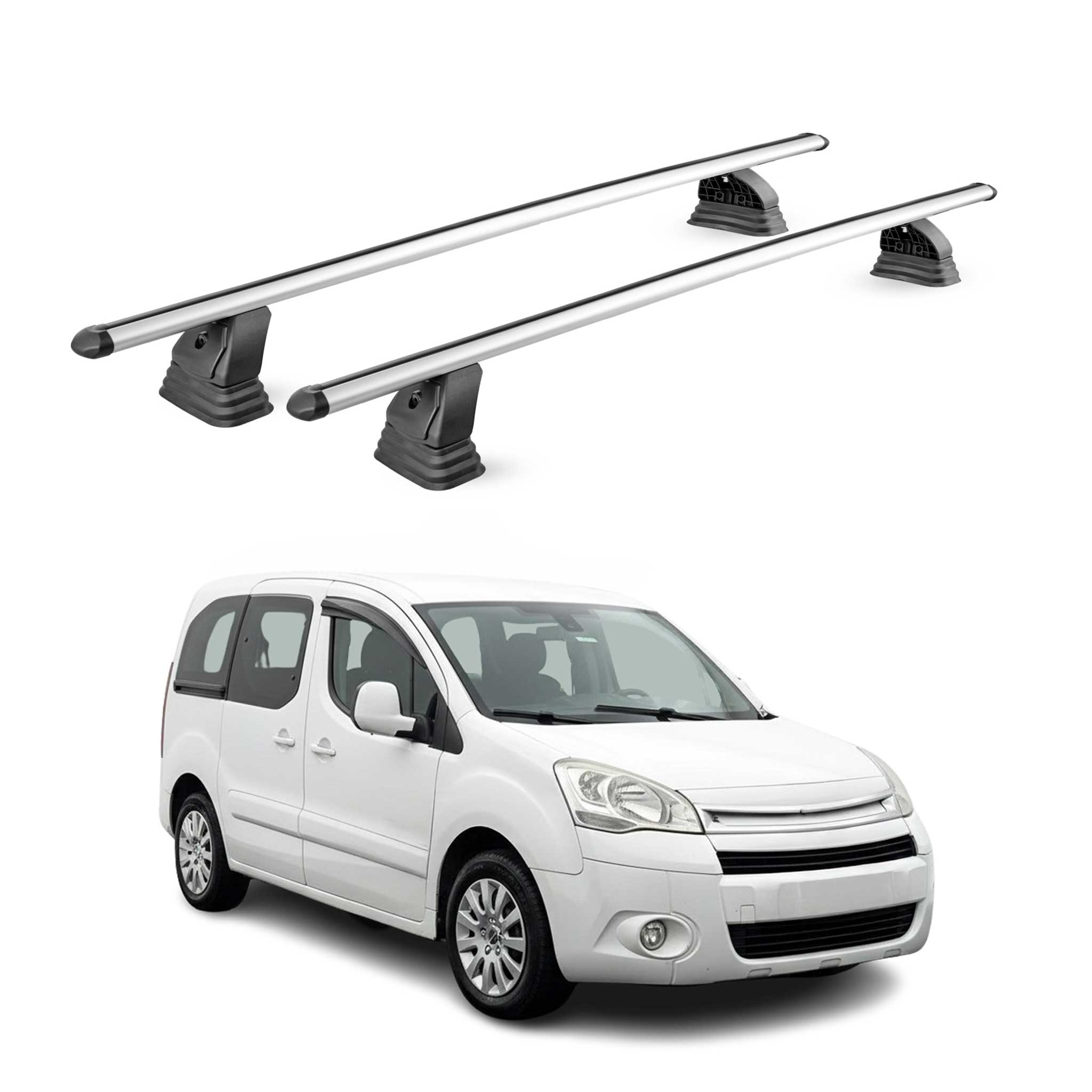 Alu Dachträger für Citroen Berlingo II 2008-2018 TÜV T-Nut 75 kg 2tlg Silber