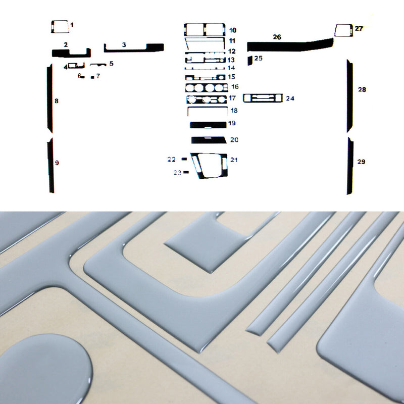 Innenraum Dekor Cockpit für BMW 3er E46 1998-2007 Aluminium Optik 29tlg