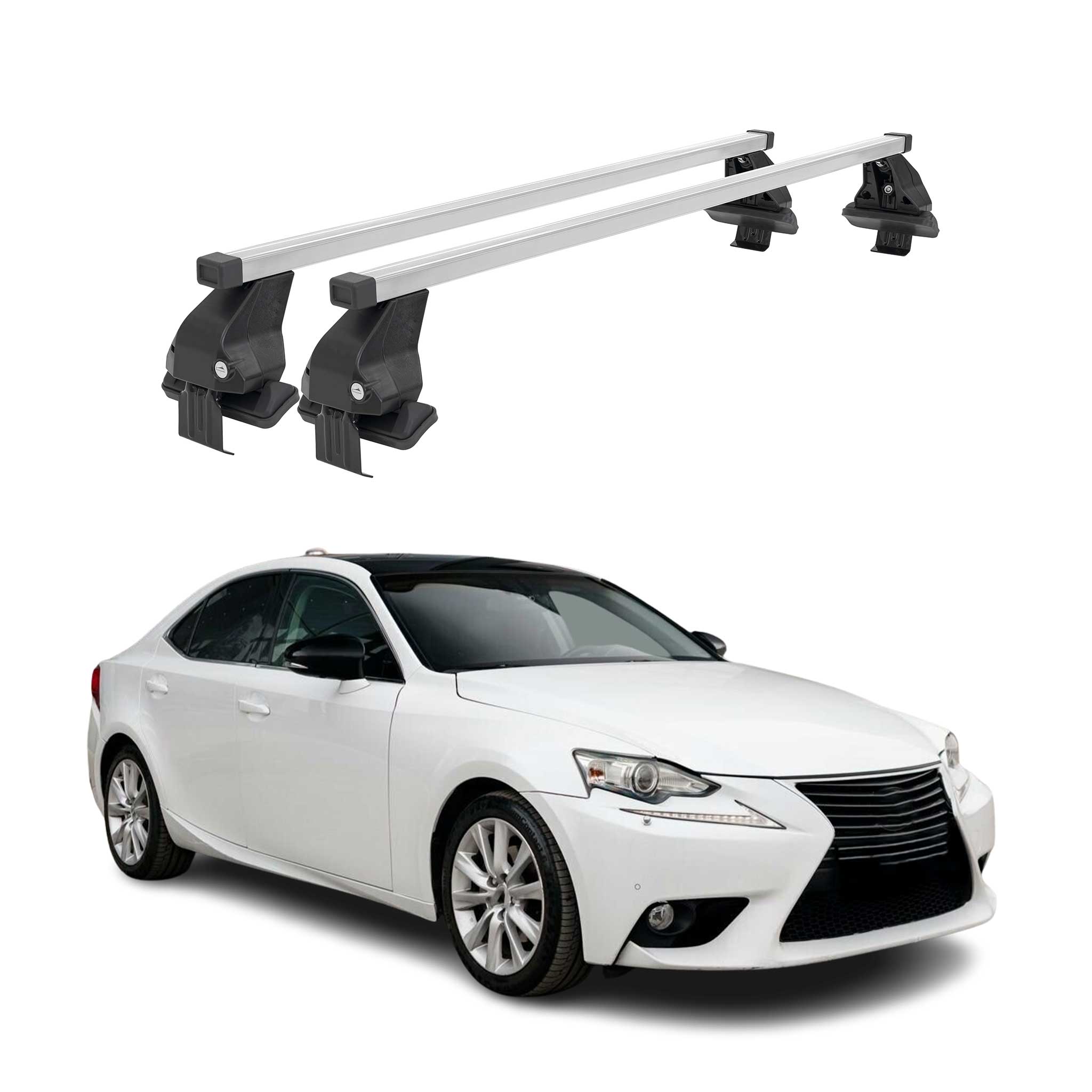 Menabo Dachträger Grundtäger für Lexus IS XE30 2013-2020 50kg Stahl Silber 2 tlg