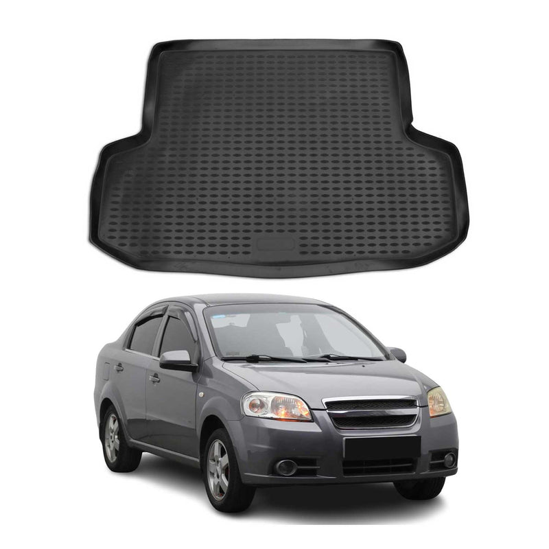 Kofferraummatte Kofferraumwanne für Chevrolet Aveo 2004-2012 Gummi TPE Schwarz