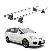Alu Dachträger für Mazda 5 2005-2015 TÜV Abschließbar T-Nut 75 kg 2tlg Silber