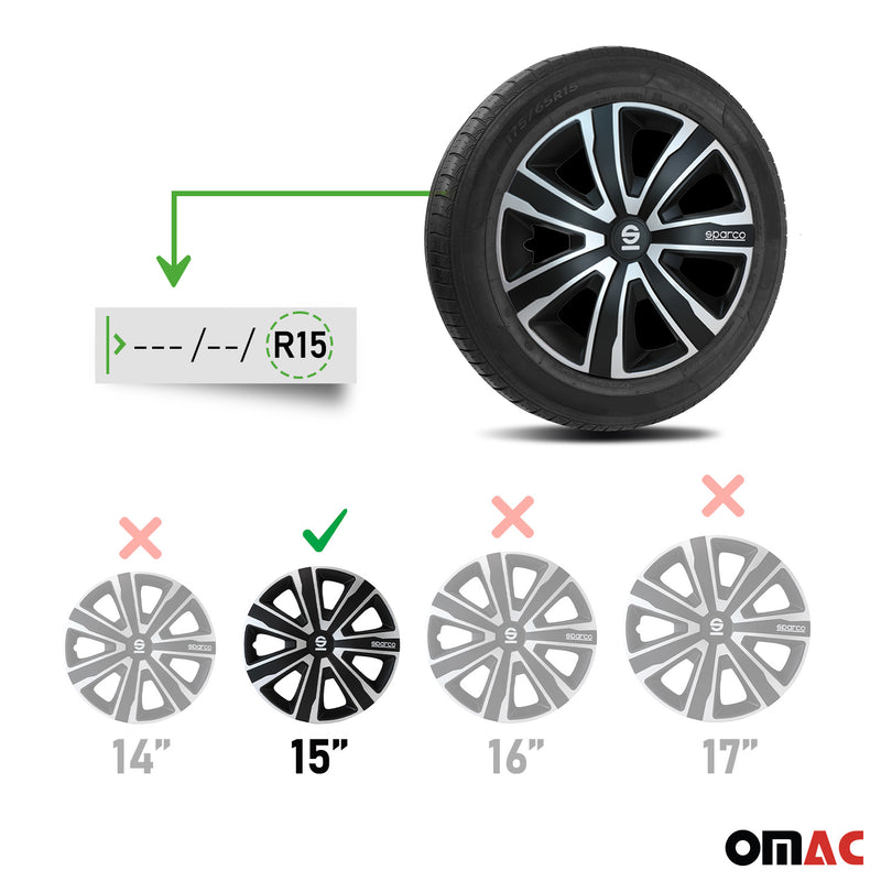 Sparco Radkappen 15 Zoll Palermo Schwarz 4tlg