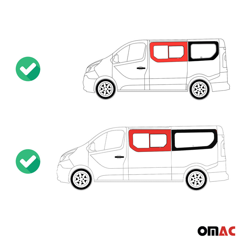 Seitenfenster Schiebefenster für Opel Vivaro 2014-2019 Links L1 L2 Schwarz