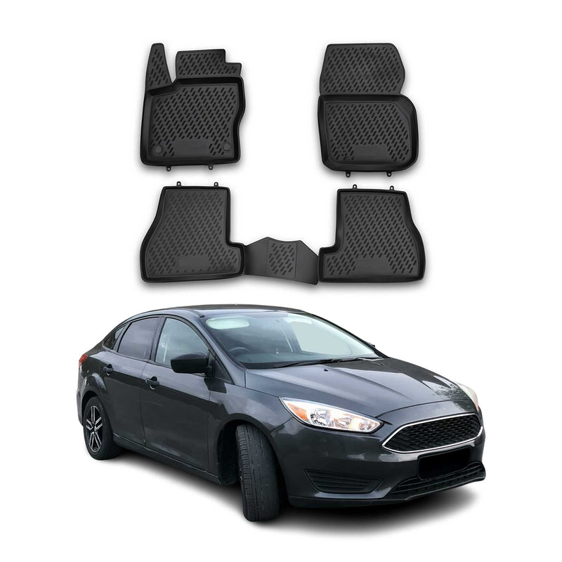 OMAC Gummimatten Fußmatten für Ford Focus mk3 2011-2018 TPE Schwarz 4x
