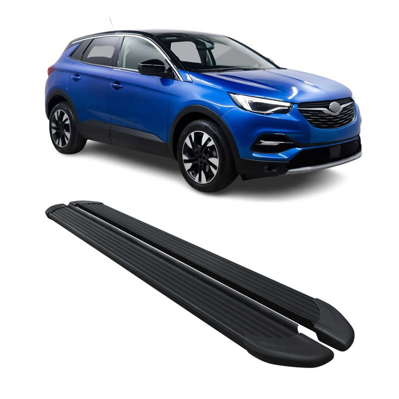Seitenschweller Trittbretter Schweller für Opel Grandland X 2017-25 Alu Schwarz