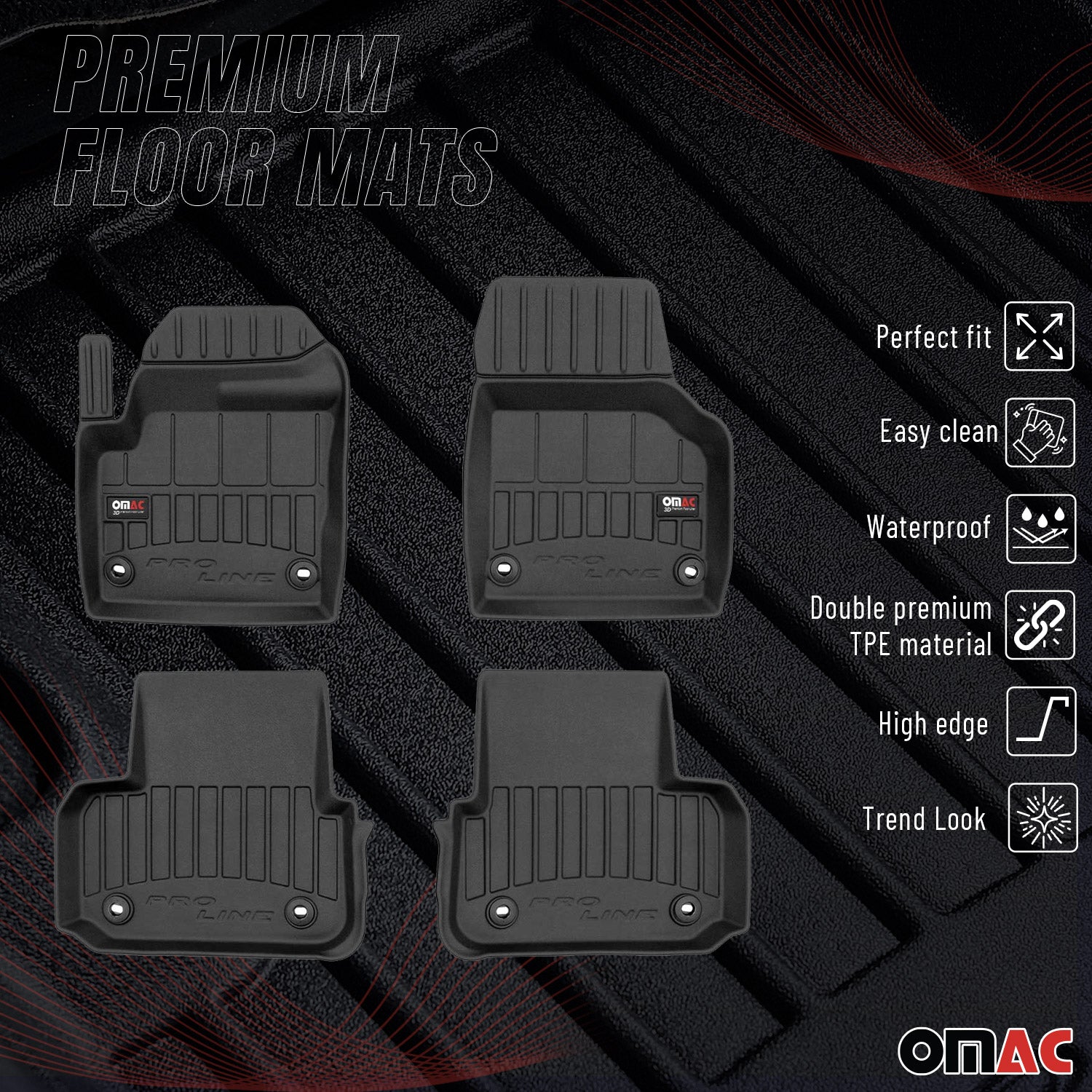 OMAC Gummi Fußmatten für Land Rover Discovery Sport 2015-2026 Premium TPE 3x