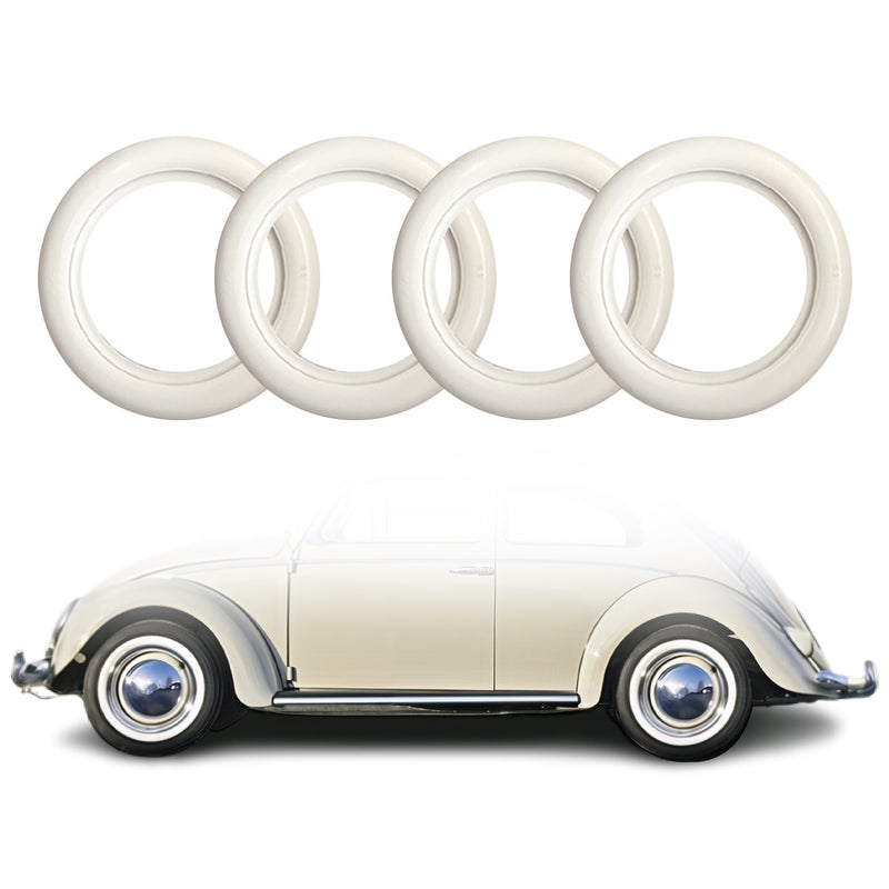 4x Weißwandringe Weißwandreifen 14 Zoll Weiß Echt Gummi Auto Tuning