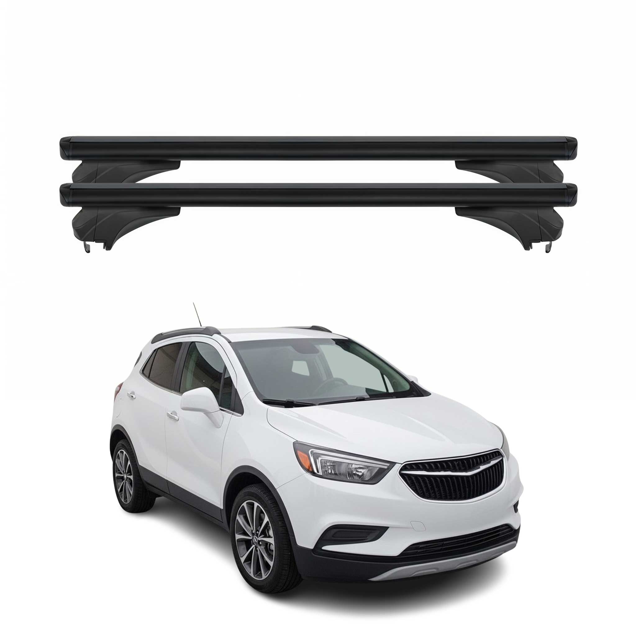 Menabo Dachträger Grundtäger für Buick Encore 2012-2022 Aluminium Schwarz 2 tlg