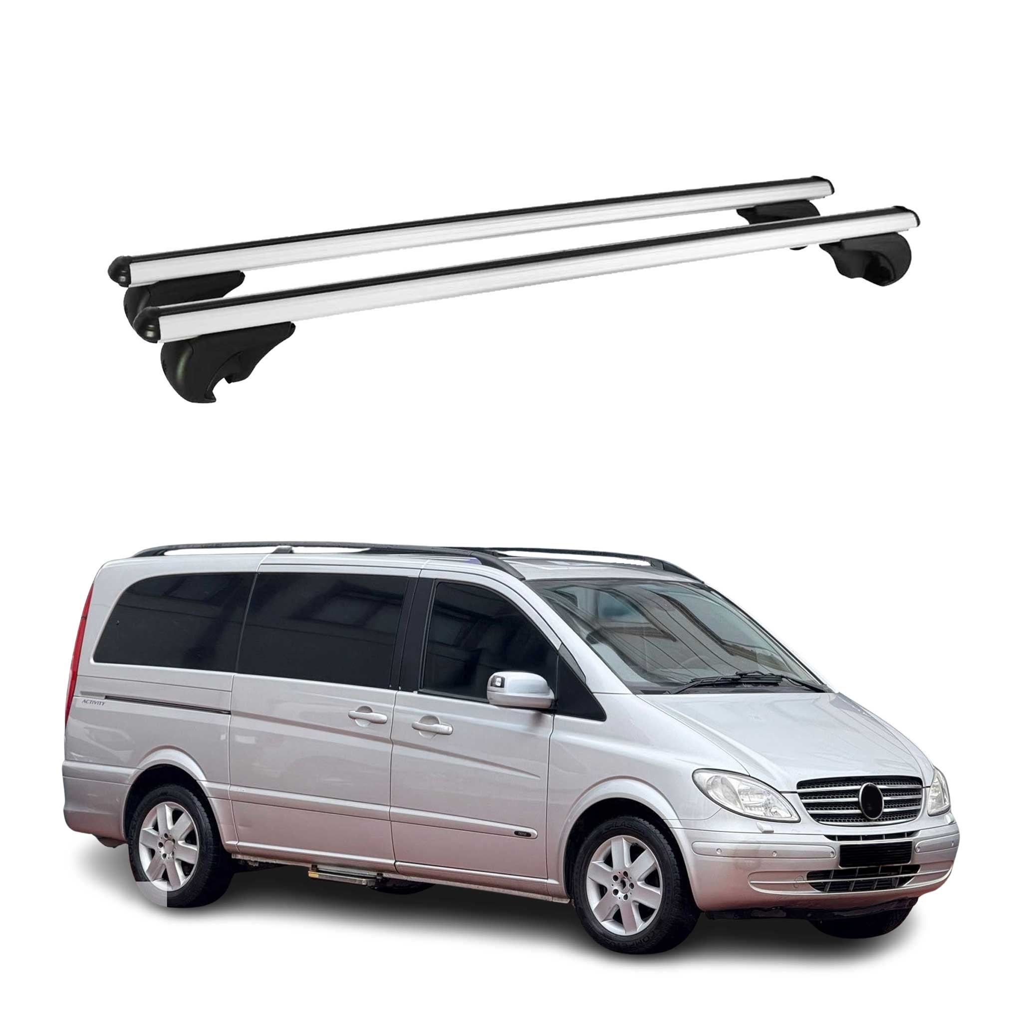 Dachträger Grundtäger für Mercedes Viano Vito W639 2003-2014 75kg Alu Silber 2x