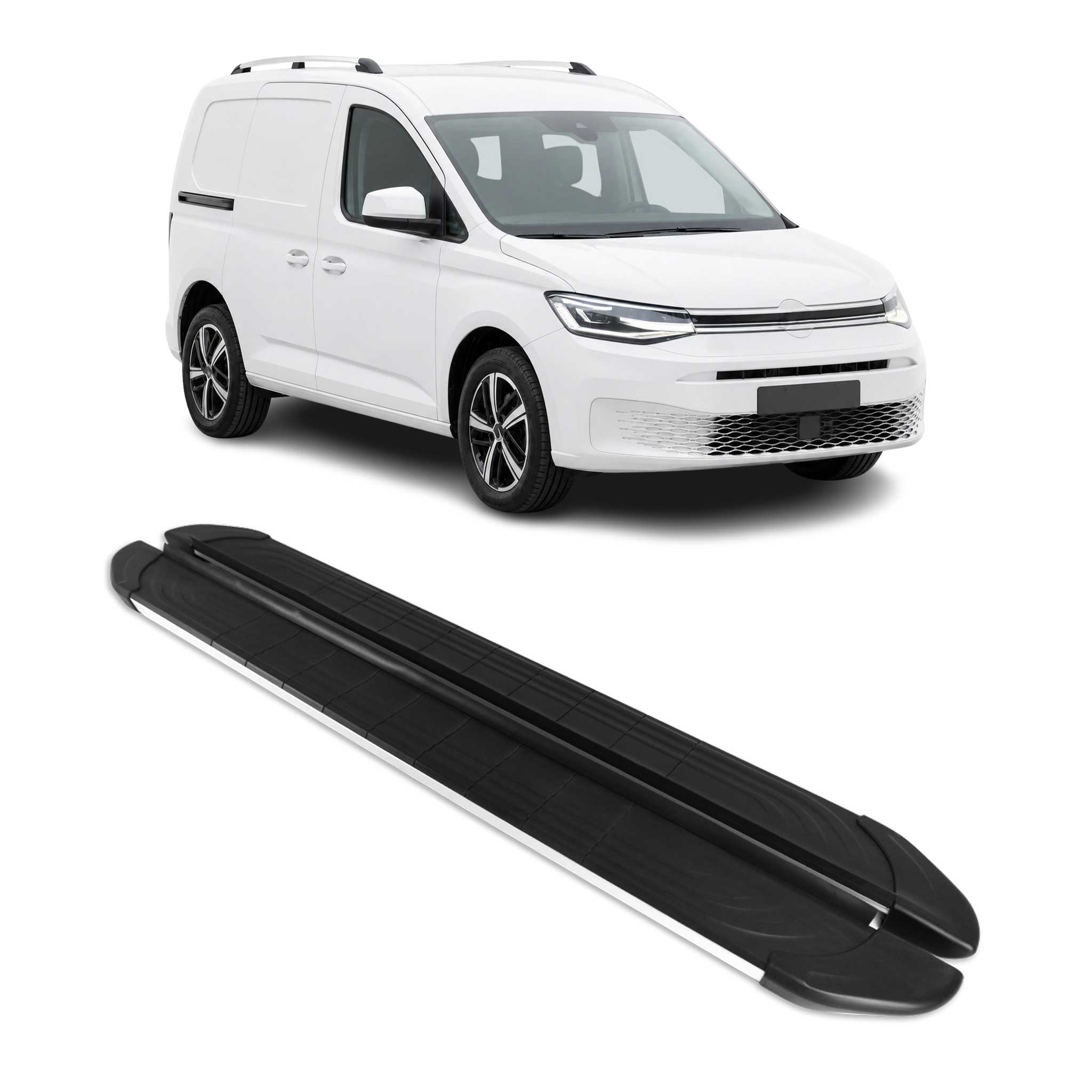 Trittbretter Seitenschweller für VW Caddy Maxi 2020-2026 L2 Alu Schwarz Grau