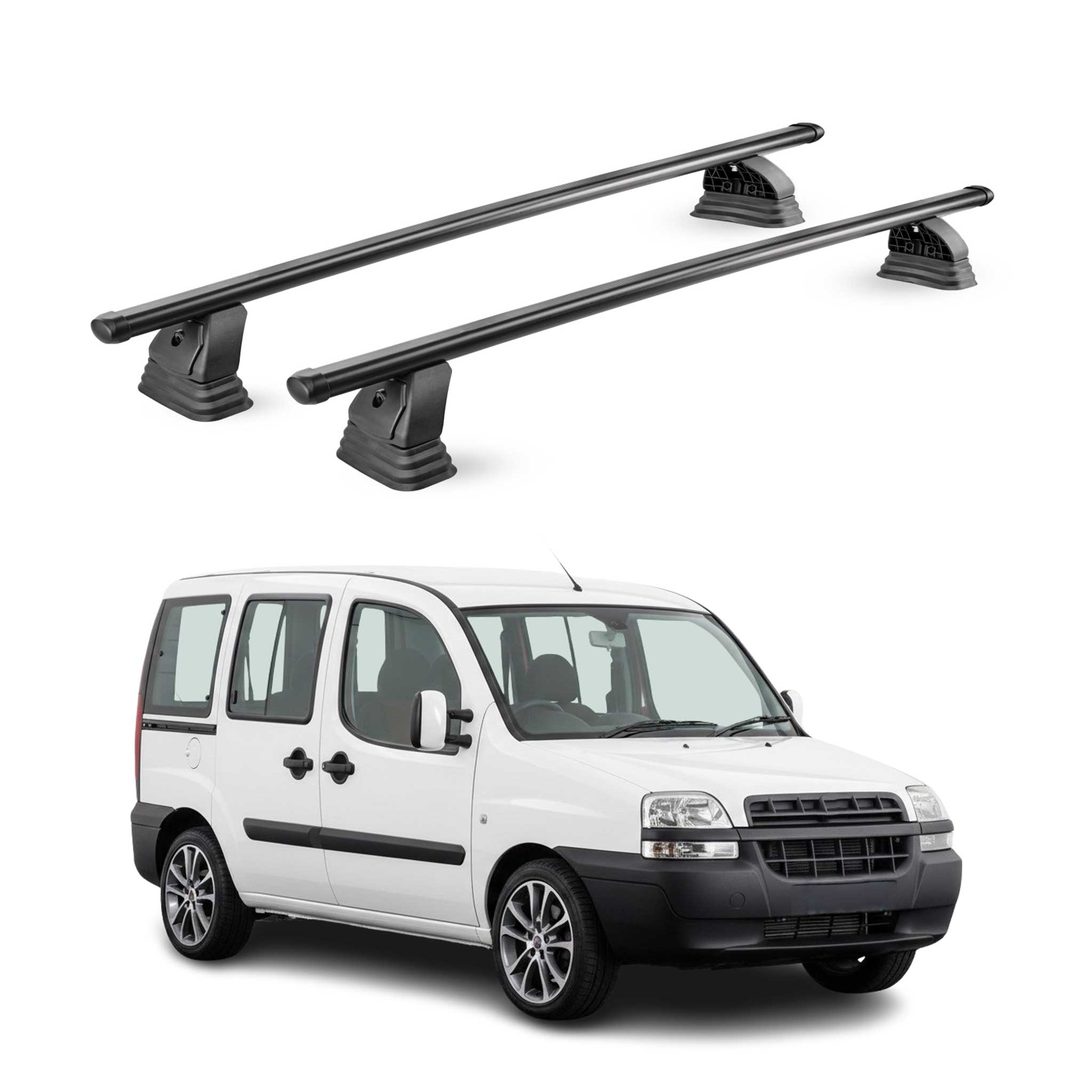 Stahl Dachträger für Fiat Doblò I 2000-2010 TÜV Abschließbar 75 kg 2tlg Schwarz