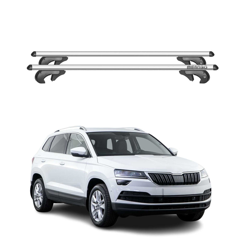 Menabo Dachträger Grundtäger für Skoda Karoq 2017-2025 90kg Alu Silber 2 tlg