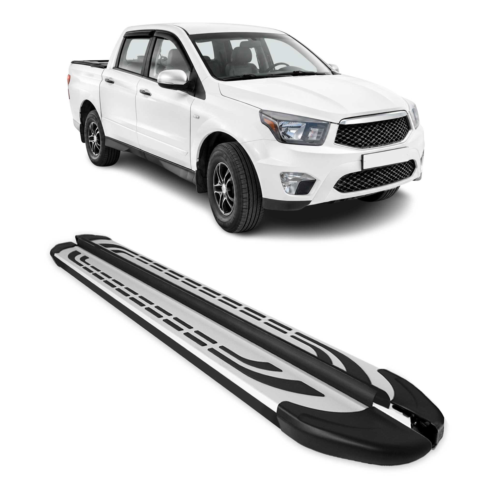 Trittbretter für Ssangyong Actyon Sports / Korando Sports 2006-2018 Schwarz Alu
