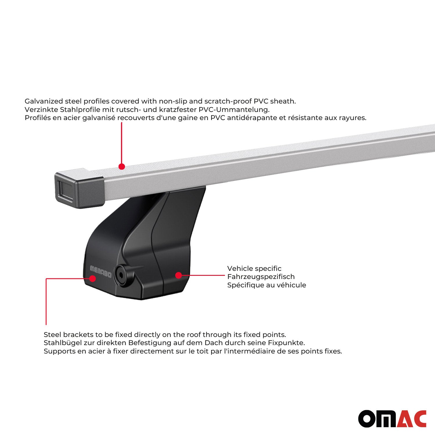 Menabo Dachträger Grundträger für Nissan Kubistar 2003-2009 Stahl Grau 2tlg