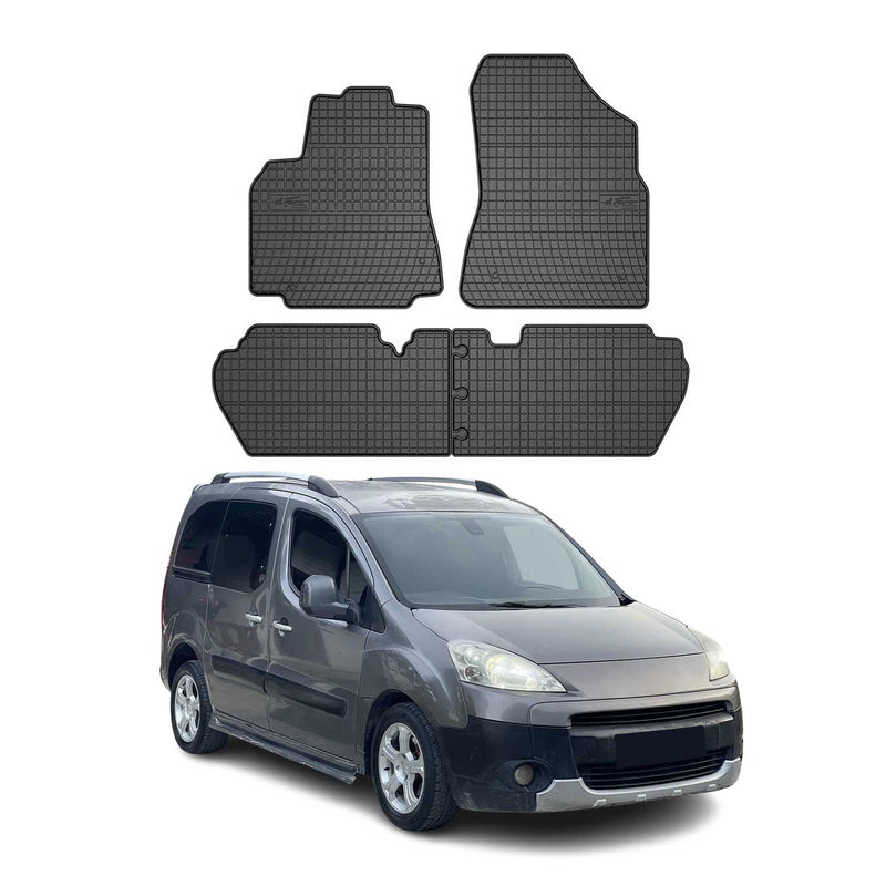 OMAC Gummi Fußmatten für Peugeot Partner Tepee 2008-2018 Matten TPE Schwarz 4x