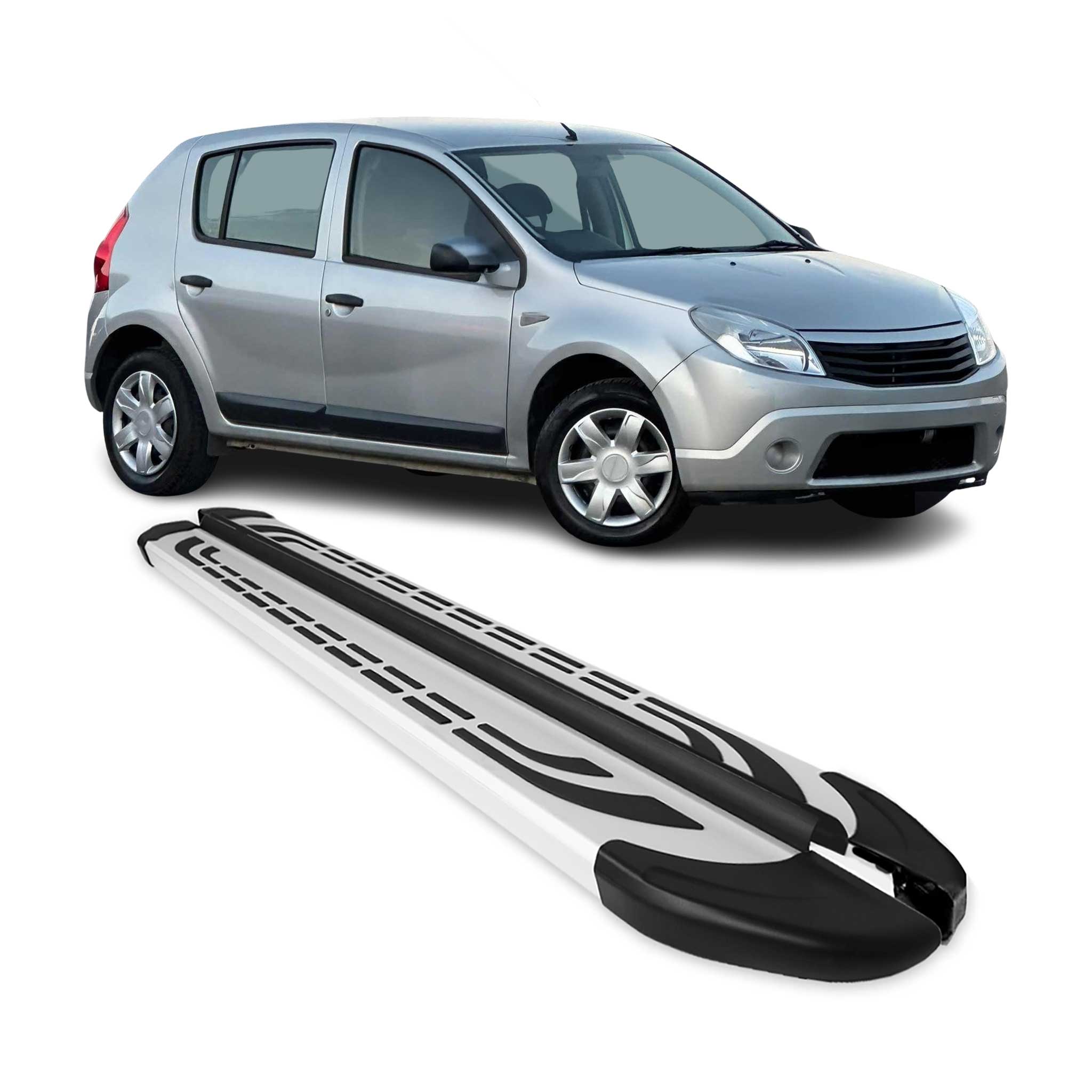 Trittbretter Seitenschweller Seitenbretter für Dacia Sandero 2008-2012 Alu Grau