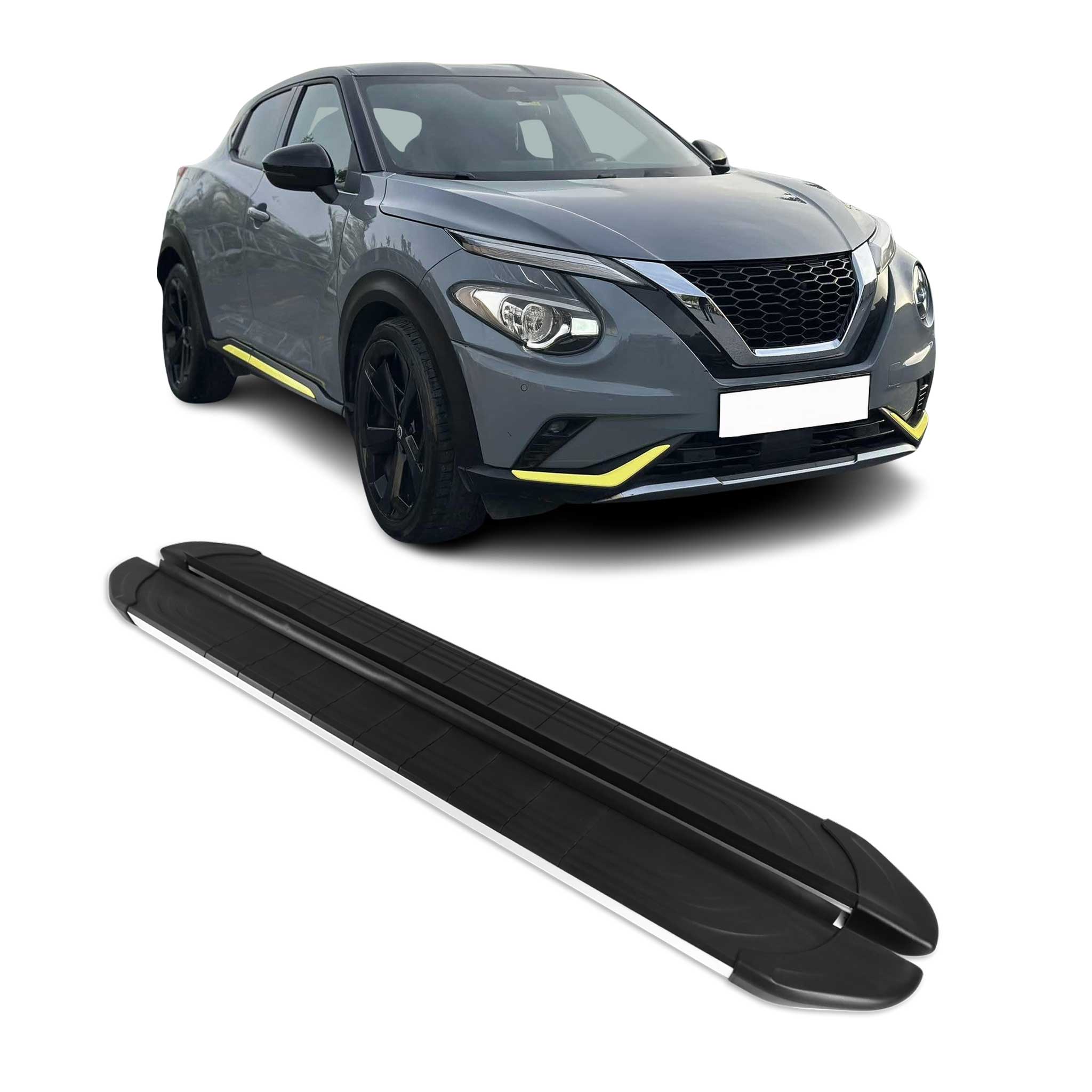 Trittbretter Seitenschweller für Nissan Juke 2019-2026 Aluminium Schwarz Silber