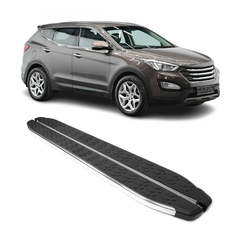 Trittbretter Seitenschweller für Hyundai Santa Fe 2013-2018 Stahl Schwarz Grau