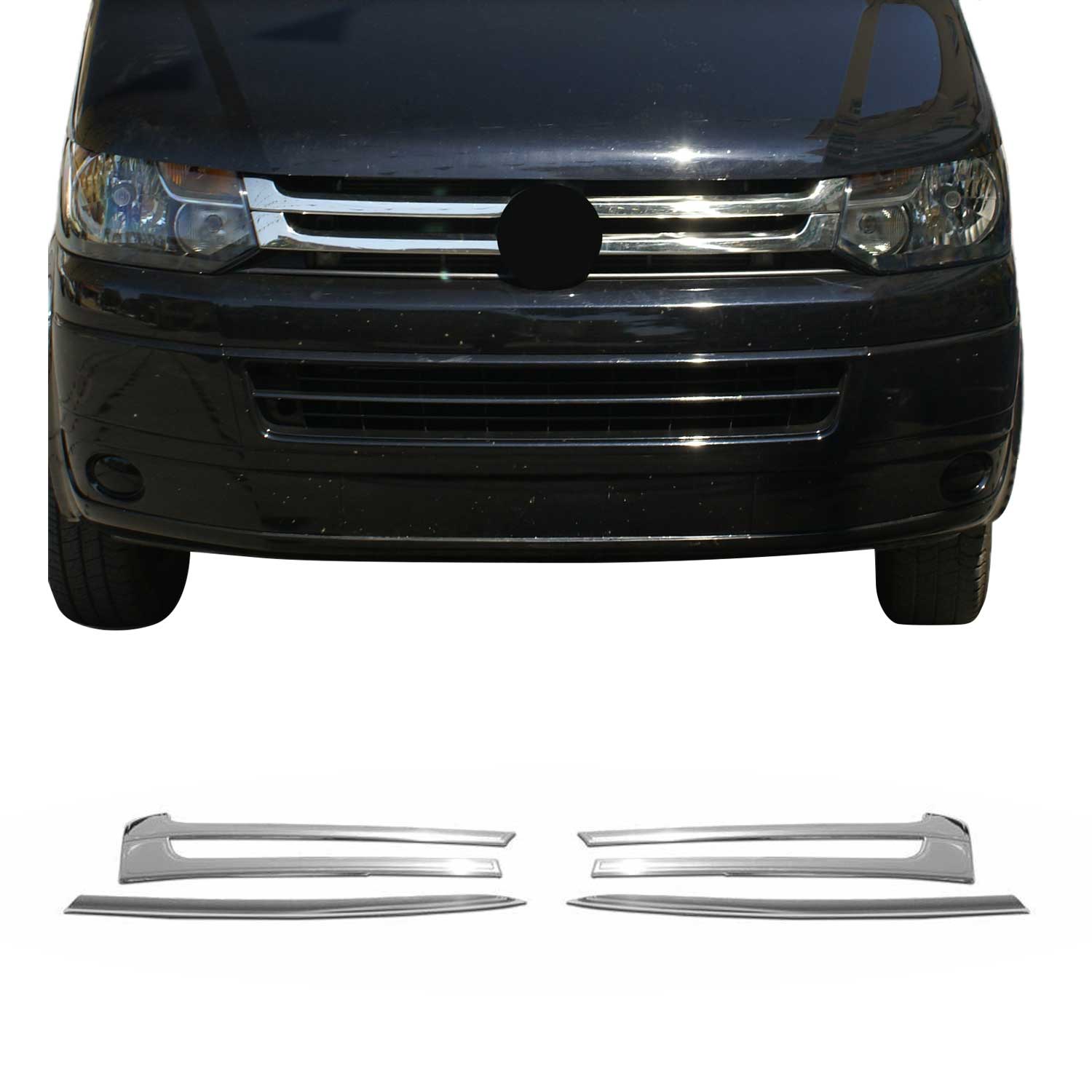 Kühlergrill Leiste Grillleisten für VW Transporter T5 2010-15 Edelstahl Chrom 4x