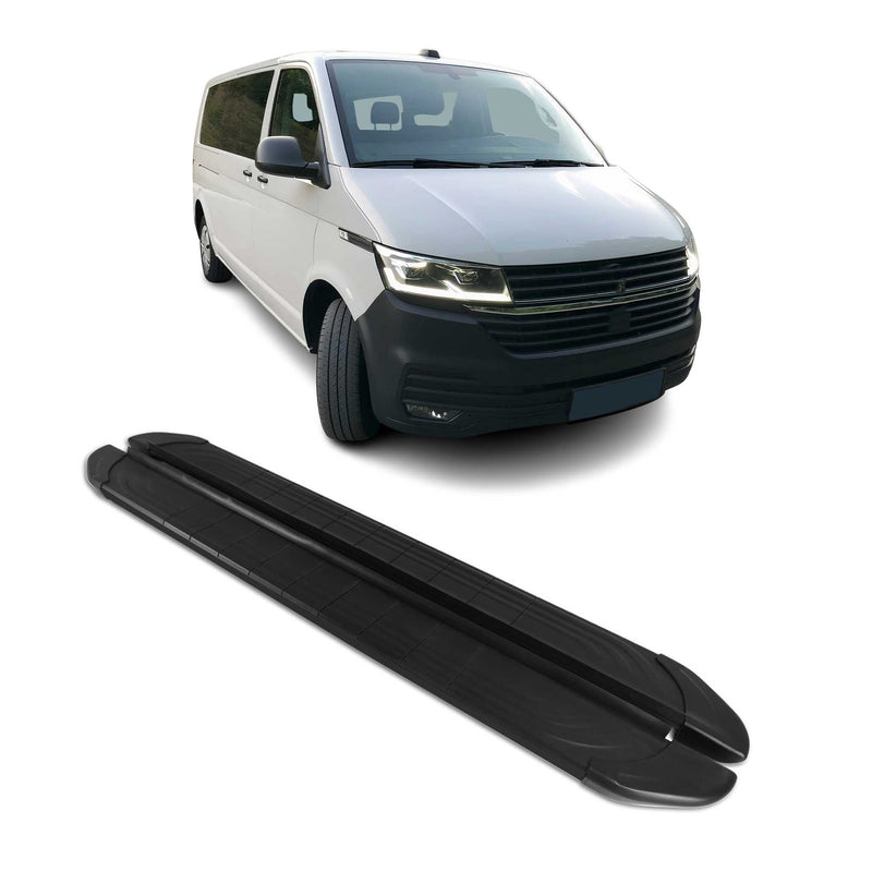 Trittbretter Seitenschweller für VW T6 T6.1 Transporter 2015-2022 L2 Alu Schwarz
