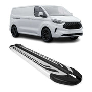 Trittbretter Seitenschweller für Ford Transit Custom 2023-2026 L2 Silber 2 tlg