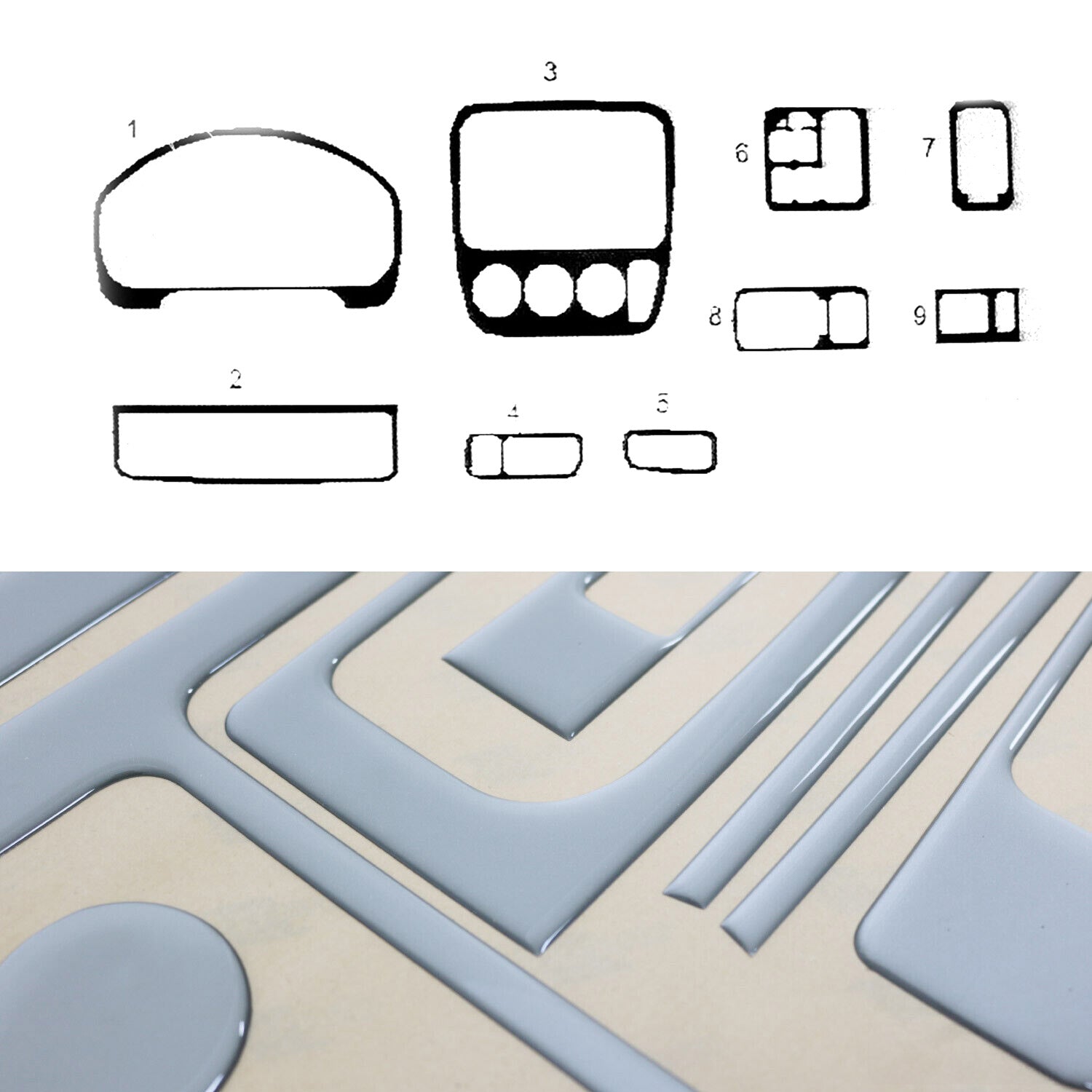 Innenraum Dekor Cockpit für Honda CR-V 1996-2001 Aluminium Optik 9tlg