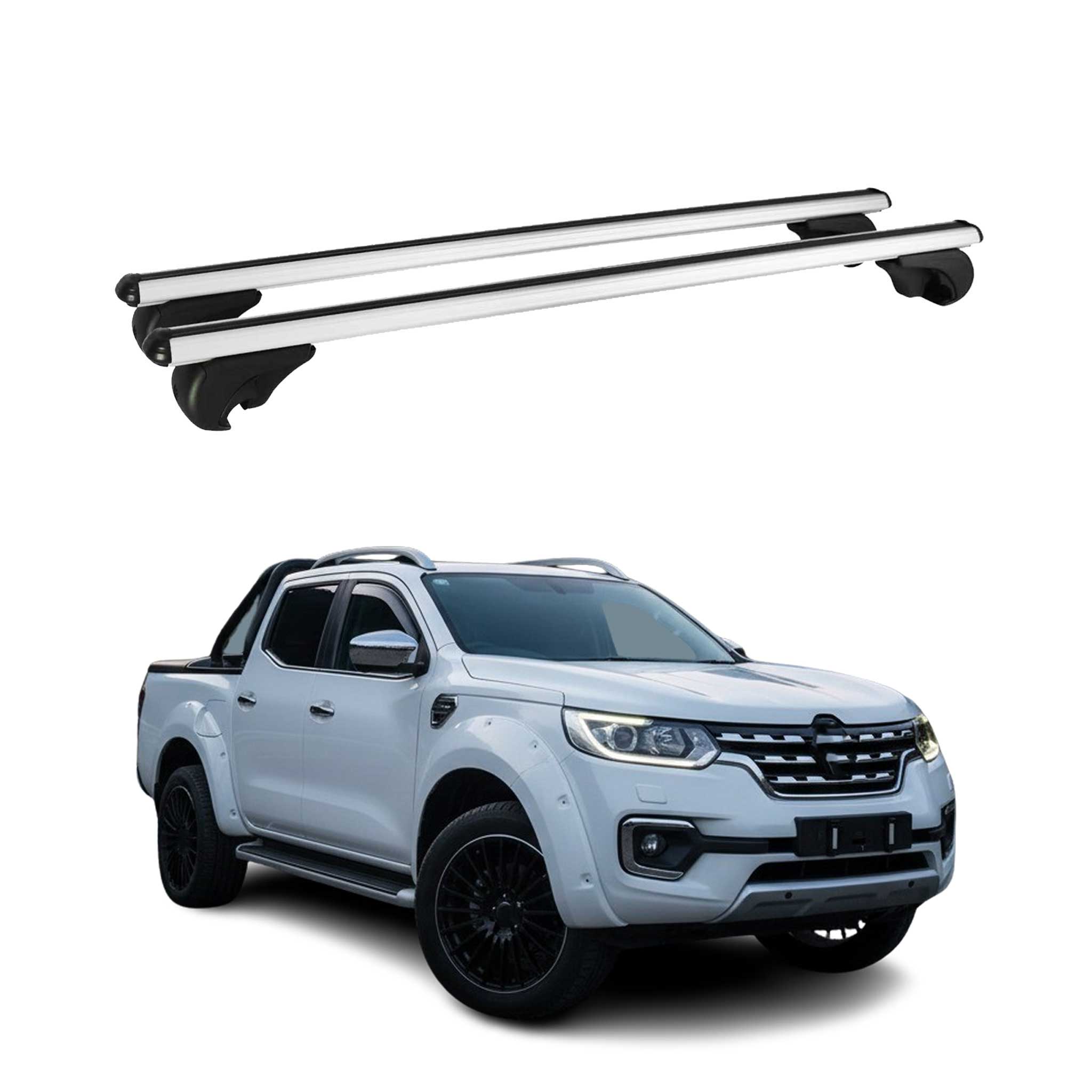 Dachträger Grundtäger für Renault Alaskan 2017-2021 75kg Aluminium Silber 2 tlg