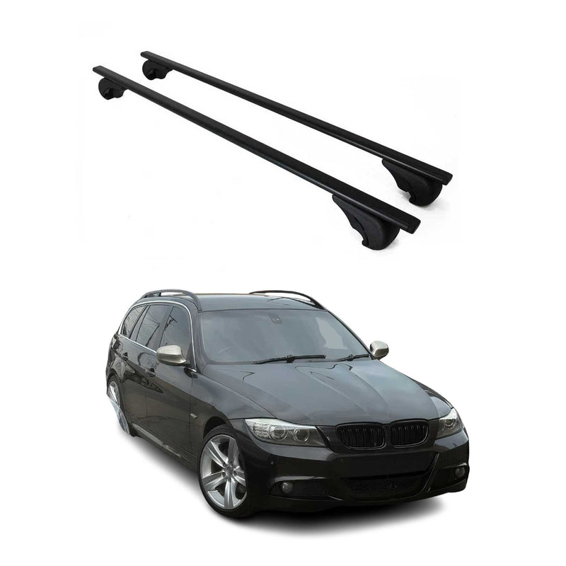Dachträger Grundtäger für BMW 3er E91 Touring 2004-2012 75kg Metall Schwarz 2x