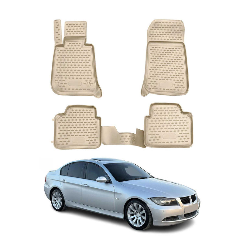 OMAC Gummimatten Fußmatten für BMW 3er E90 E91 2005-2013 TPE Automatten Beige 4x