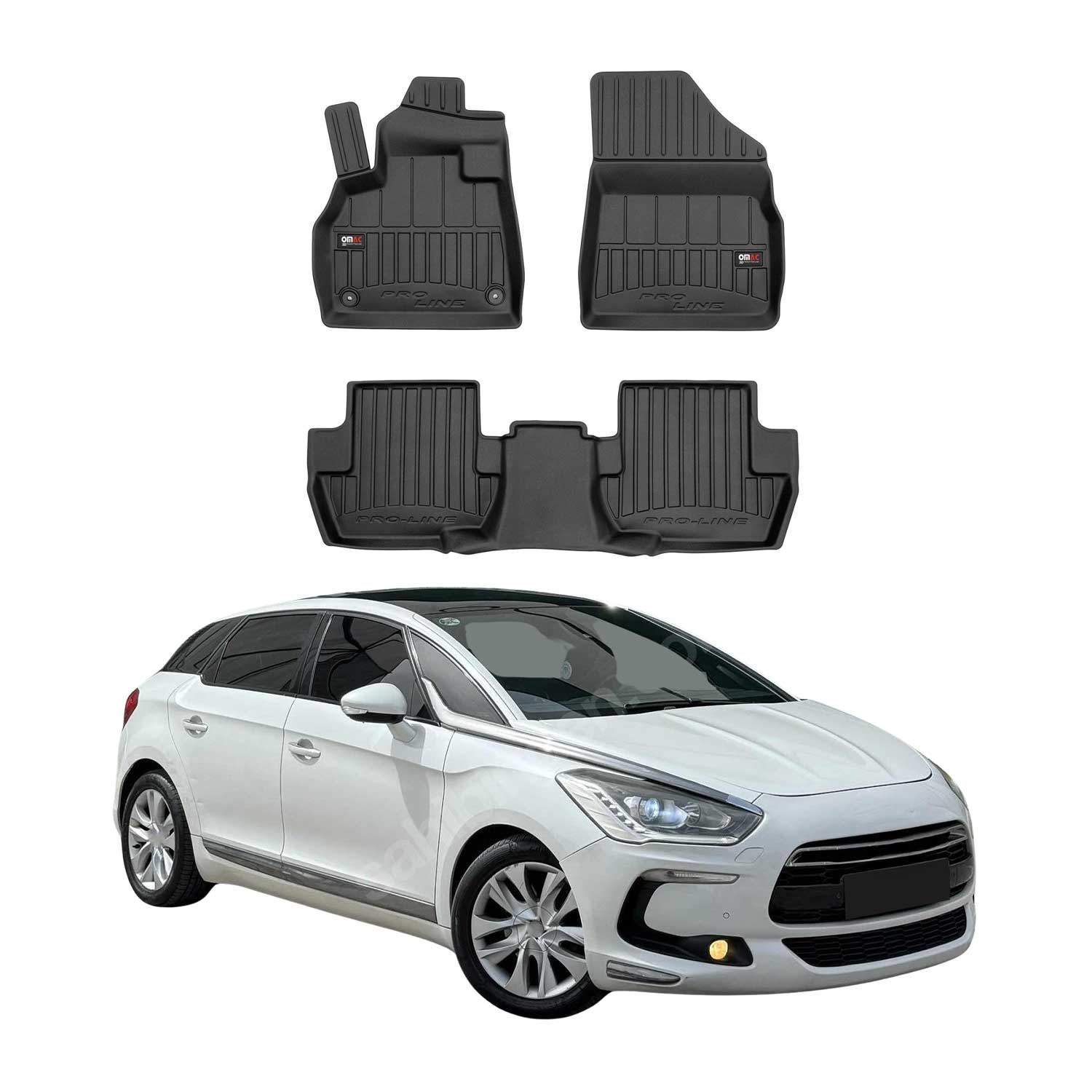 OMAC Gummi Fußmatten für DS5 2015-2018 Premium TPE 3D Automatten Antirutsch 3tlg