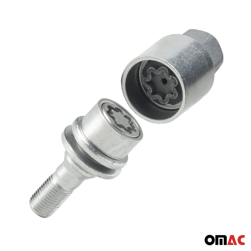 Radschloss Radschrauben Satz für Citroen C5 bis 2002 Silber 4tlg M12X1.25